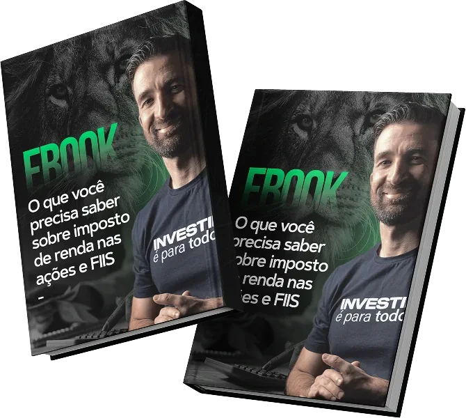 Mockup do ebook: o que você precisa saber sobre imposto de renda nas ações e FIIs